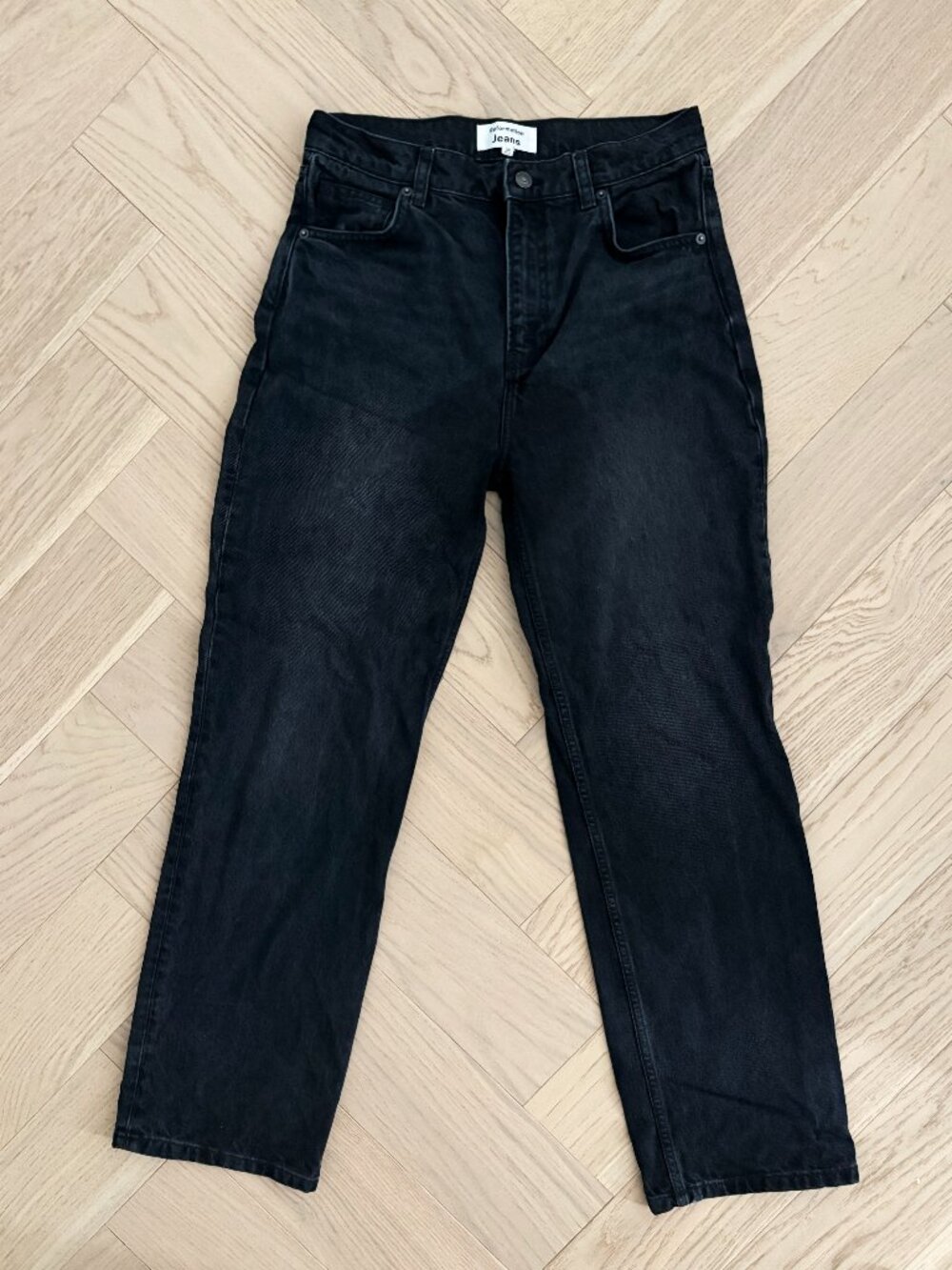 Reformation Abby High Rise Straight Jeans in Black, Size 28